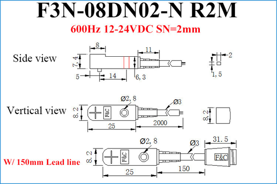 Pequeña detección superior inductiva plana de los proveedores 2m m NPN 12VDC del sensor de proximidad