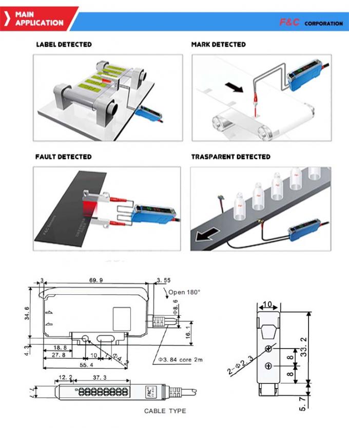 Fibra óptica fotoeléctrica Sensor.jpg del indicador digital del sensor de la fábrica