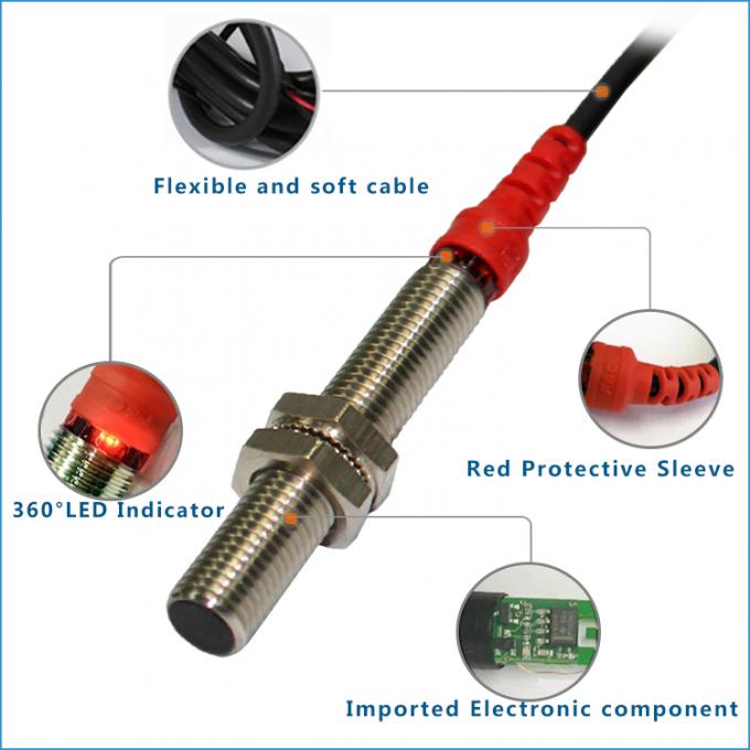12-24VDC PNP NINGUNA detección inductiva rasante del metal del sensor M8