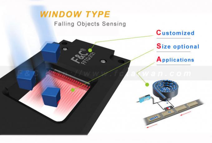 objeto que cae reflexivo del Por-haz del sensor de la fibra óptica de la ventana de 120m m que cuenta el sensor