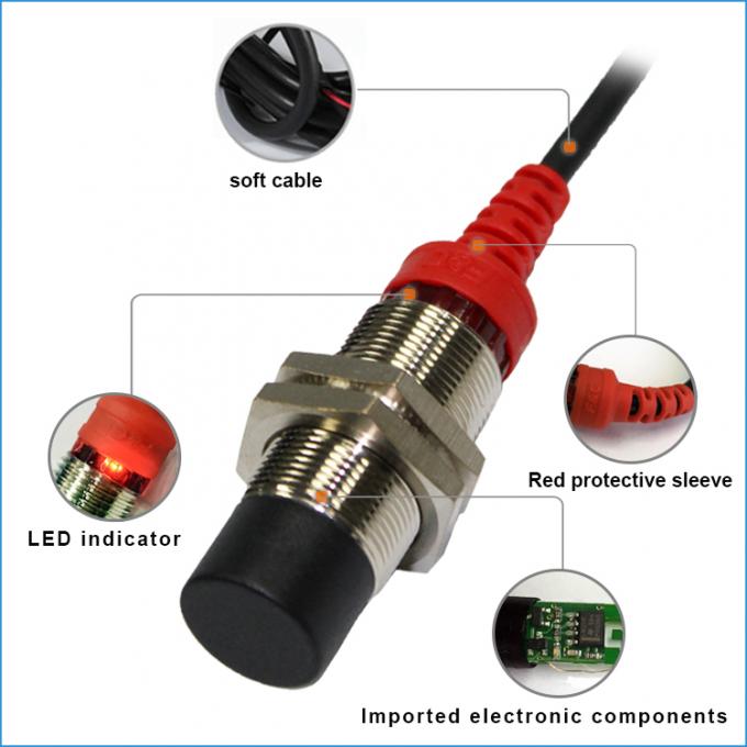 M18 No-protegió el interruptor inductivo de detección inductivo del sensor de proximidad 12-24VDC 8m m