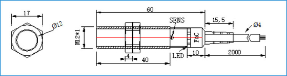 alambres capacitivos del detector DC3 del no metal del sensor de proximidad de 24V M12 NPN